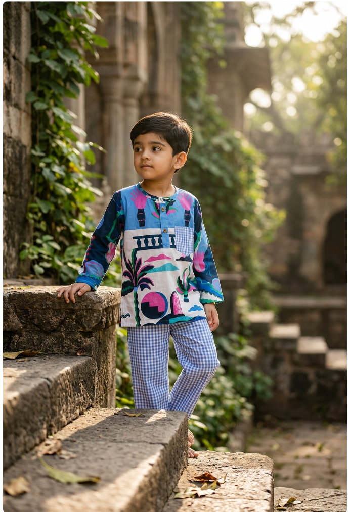 The Blue White Ocean kurta pajama
