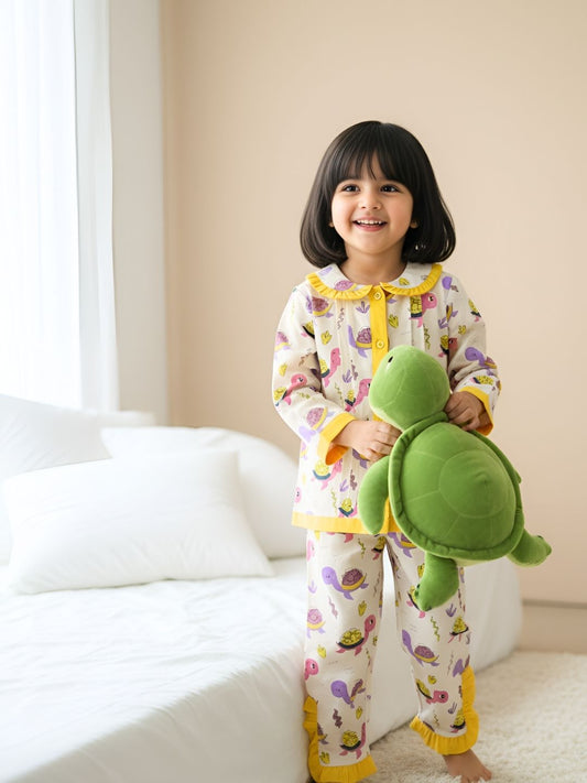 Handcrafted Turtle Stripes Animal Print Night Dress