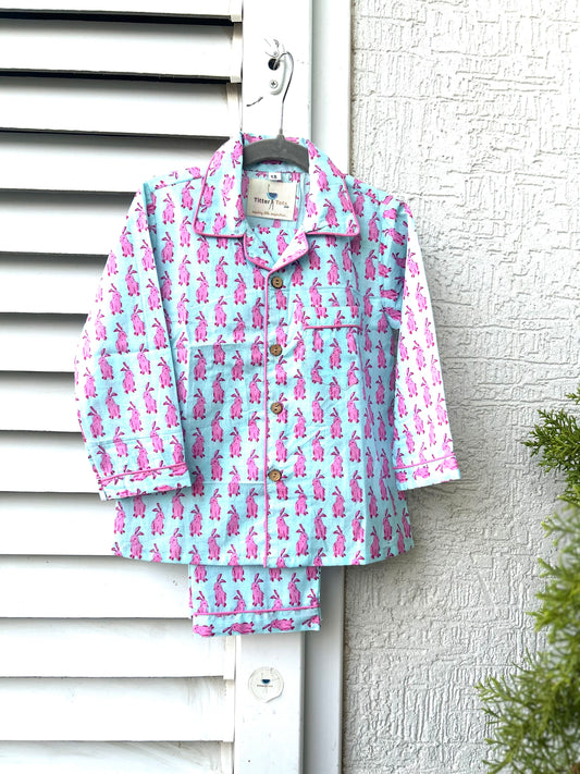 Clever Bunny Pink Night Suit