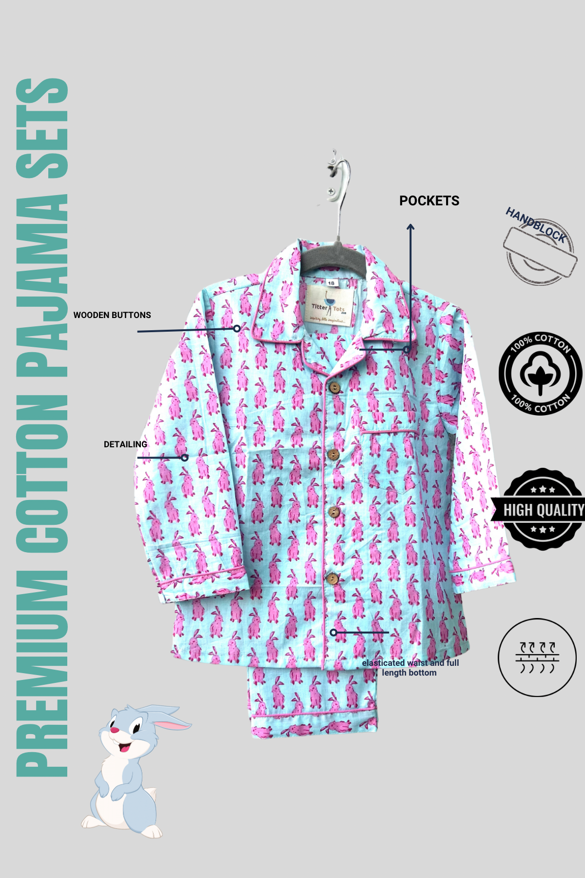 Clever Bunny Pink Night Suit