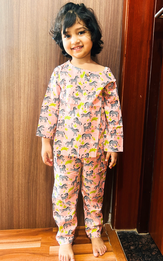 Pink Zebra Print Casual Kurta Pajama