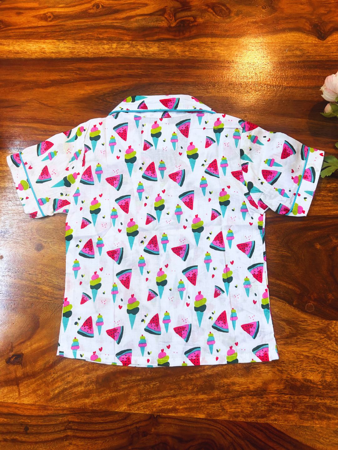 Multicolor Fruit Print Night Suit- Half Sleeve