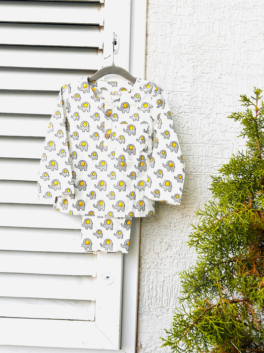 Little Grey White Tusk Kurta Pajama