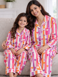 Rainbow Heart Stripe Cotton twinning sets