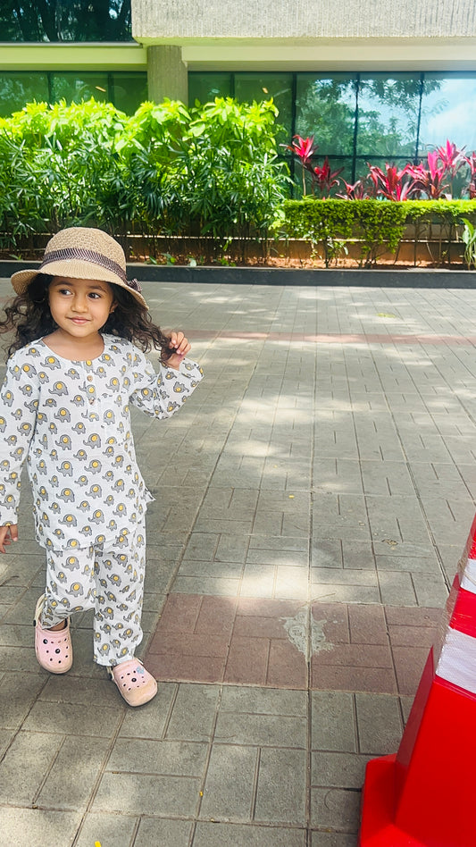 Little Grey White Tusk Kurta Pajama