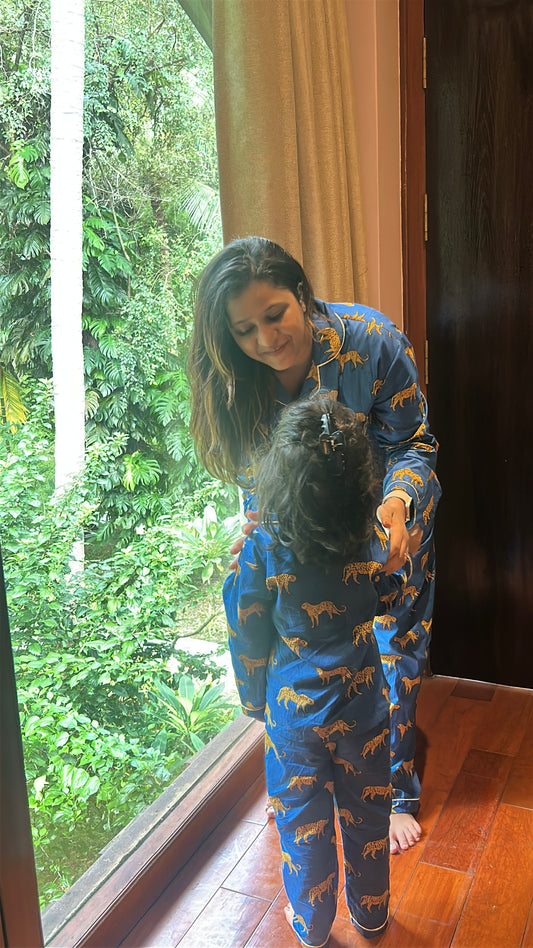The Blue Panther family Pack twinning Pajama sets-Pure Cotton