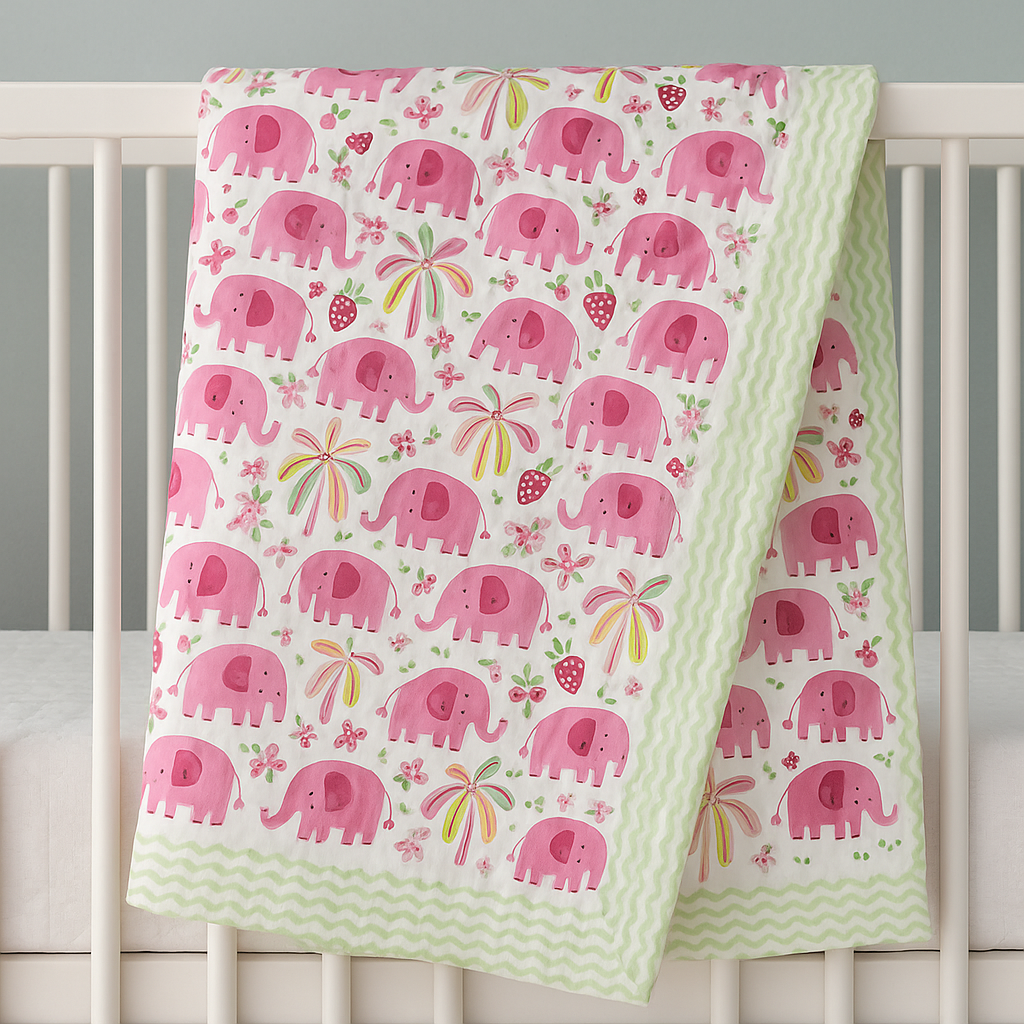Pink Jungle: Handblock Baby Quilts