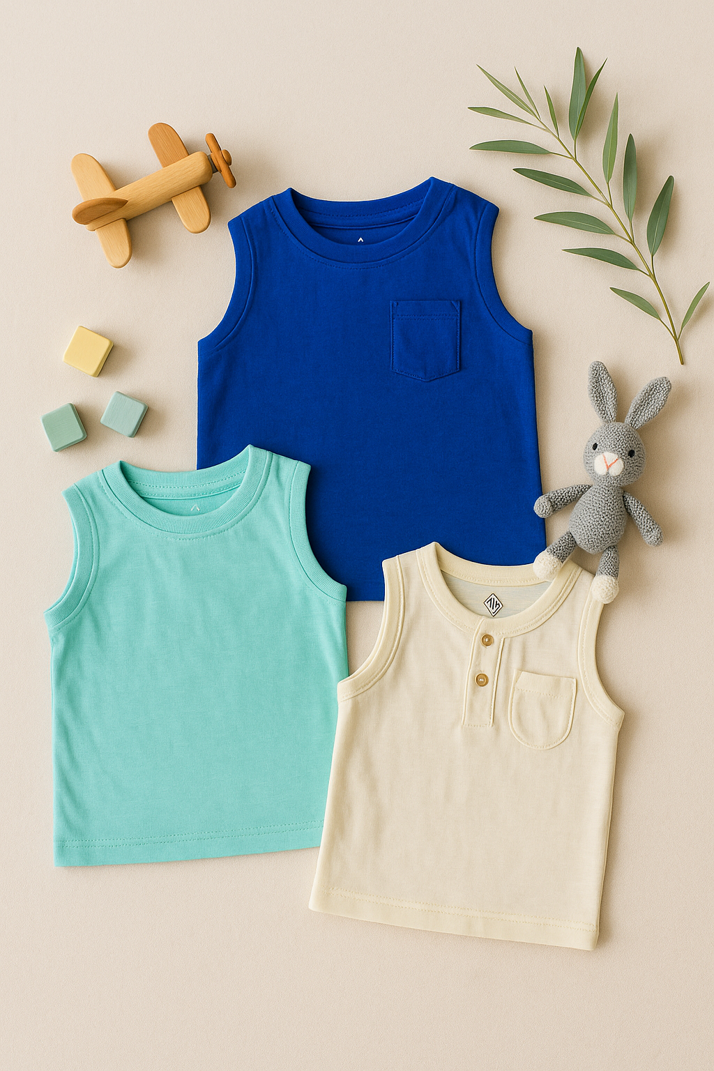 Sunny Skies Sleeveless Cotton Tank Set -(3 Pack)