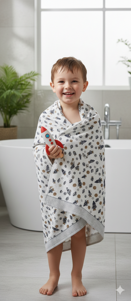 Space Explorer-organic cotton Kids Waffle Towels