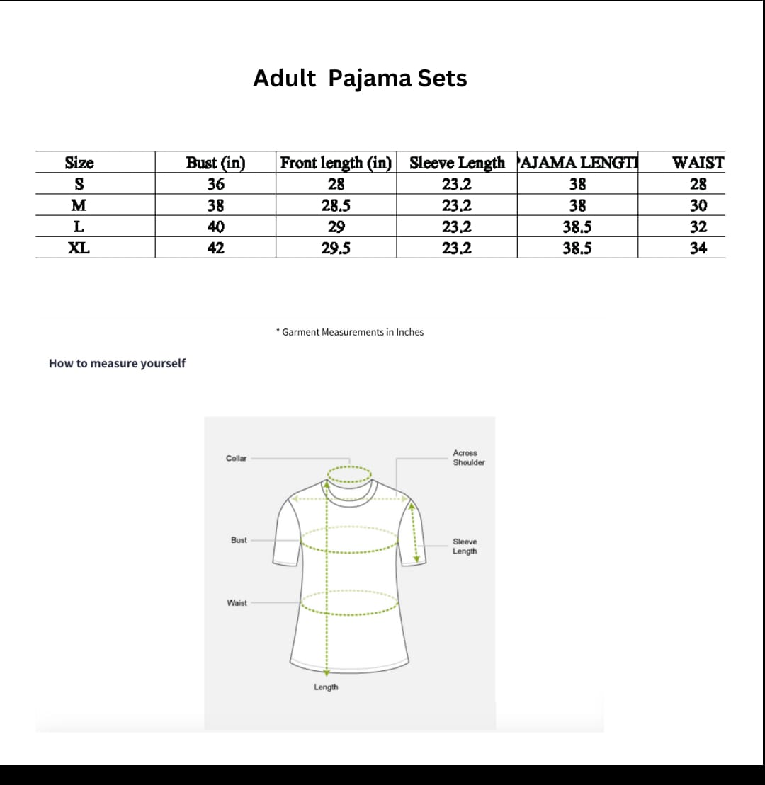White Jungle print PJs- Adults