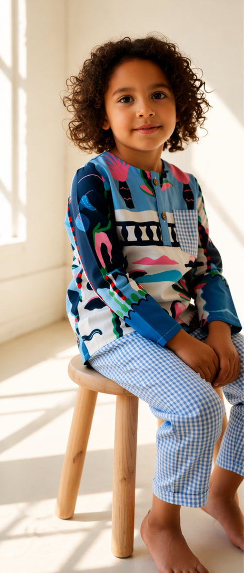 The Blue White Ocean kurta pajama