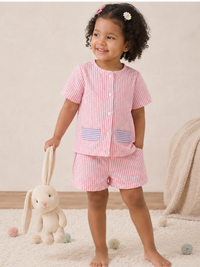 Pink Kids Striped Cotton Co-ord Set | Casual Wear | Tittertots