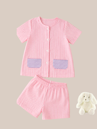 Pink Kids Striped Cotton Co-ord Set | Casual Wear | Tittertots
