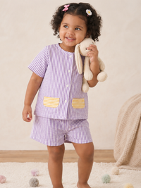 Purple Kids Striped Cotton Co-ord Set | Casual Wear | Tittertots