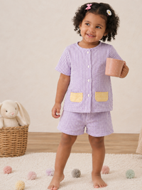 Purple Kids Striped Cotton Co-ord Set | Casual Wear | Tittertots