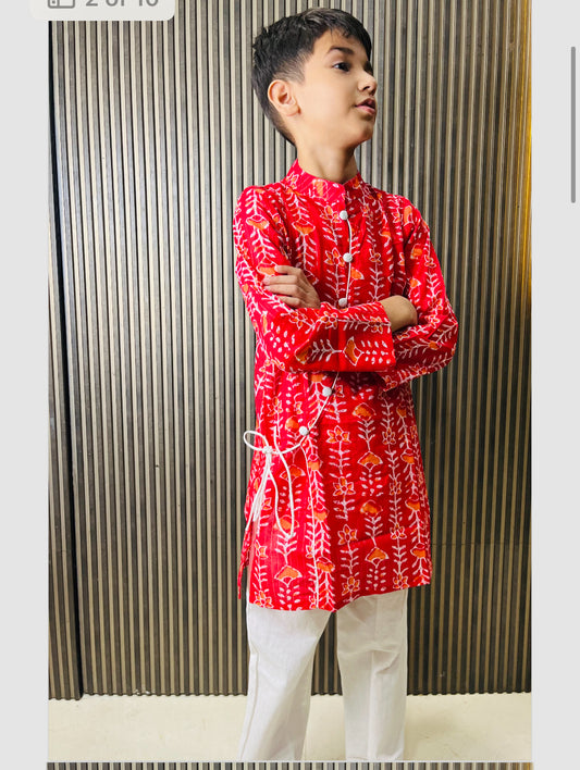 Ethnic Red Kurta Pyjama