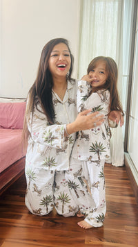 White Jungle daughter/son twinning sets