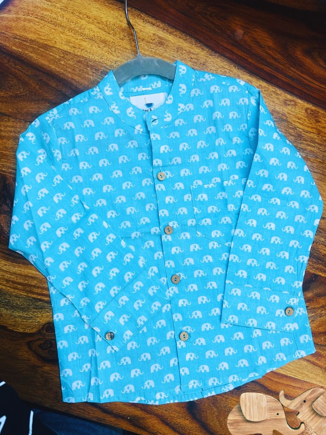 Festive Sky Blue Cotton Shirt (Full Sleeve)