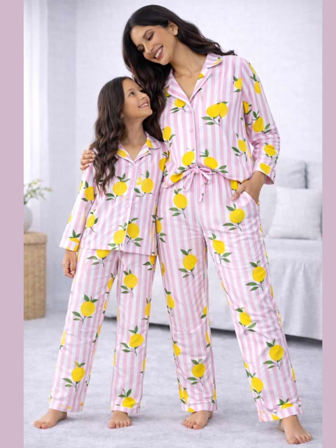 Pink Lemon Bliss Night Suit twinning sets