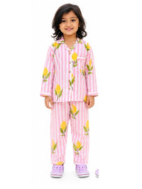 Pink Lemon Stripes Night suit
