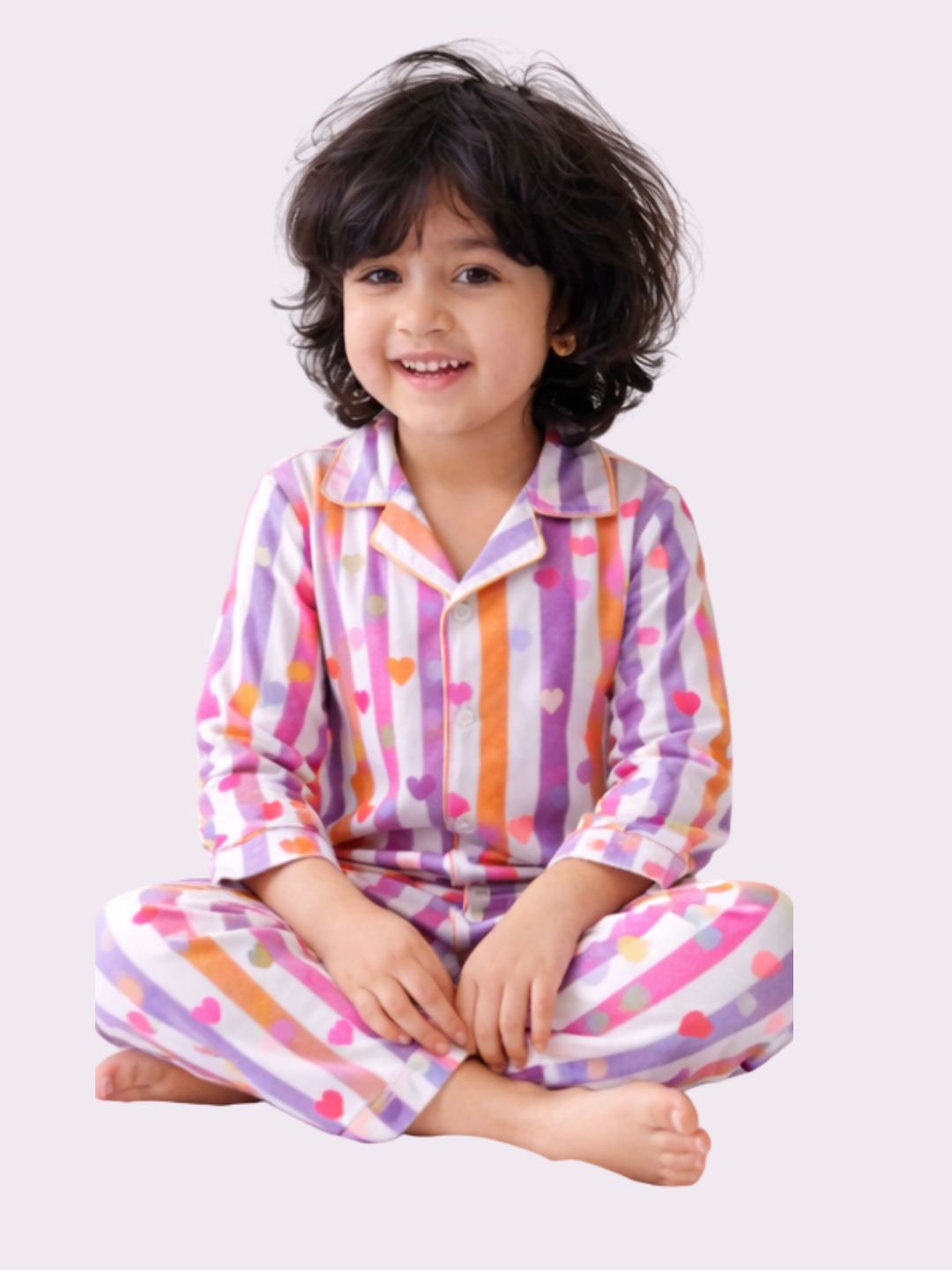 Rainbow Heart Stripe Cotton  twinning sets