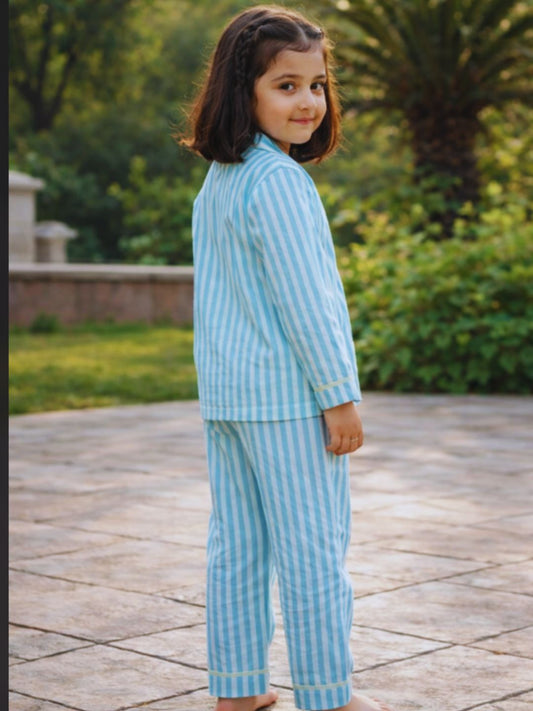 Turquoise stripes Pajama set