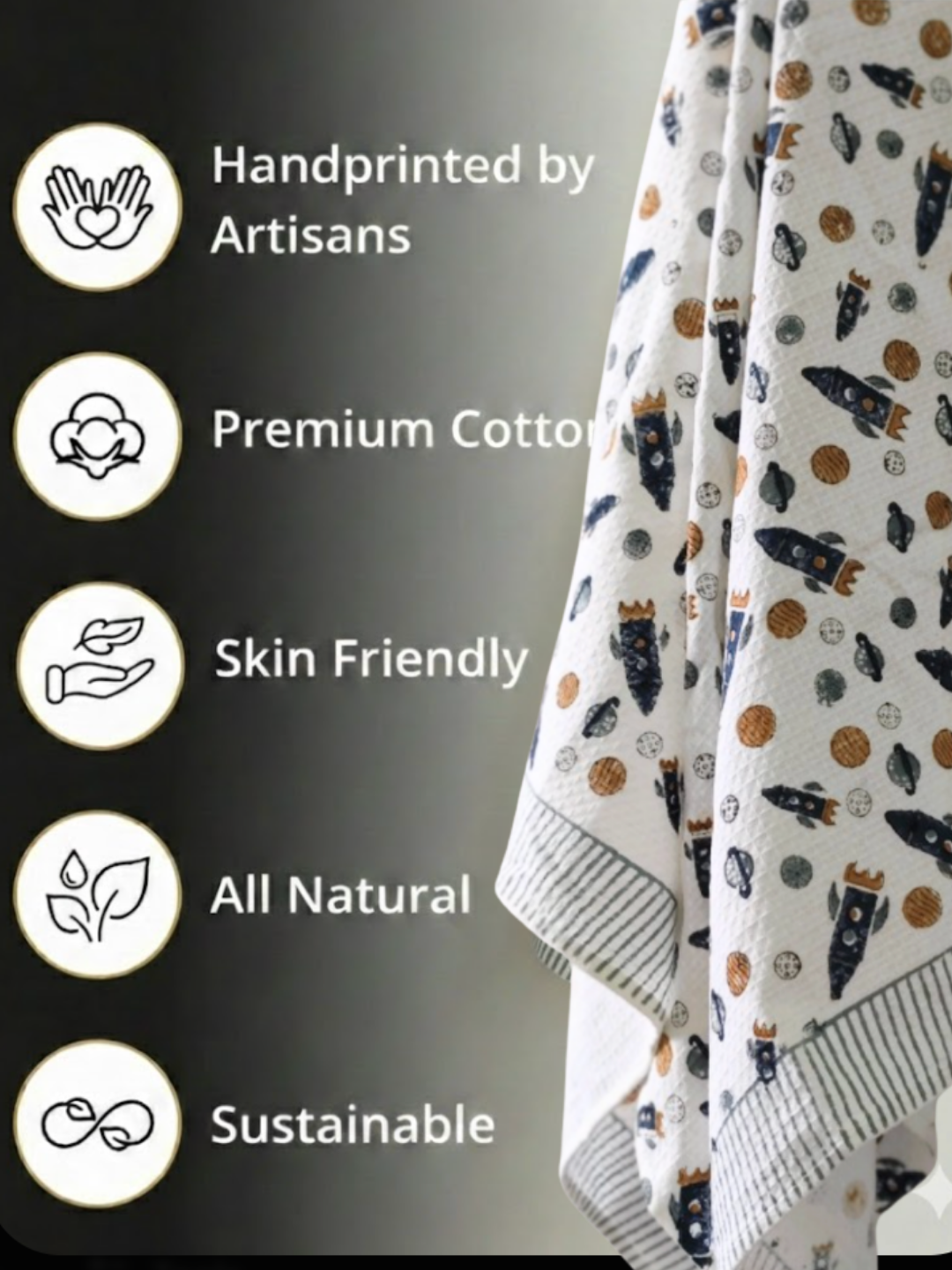 Space Explorer-organic cotton  Kids Waffle Towels