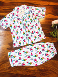 Multicolor Fruit Print Night Suit- Half Sleeve