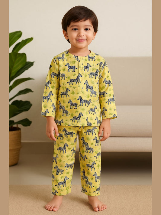 Yellow Zebra print Casual Kurta Pajama