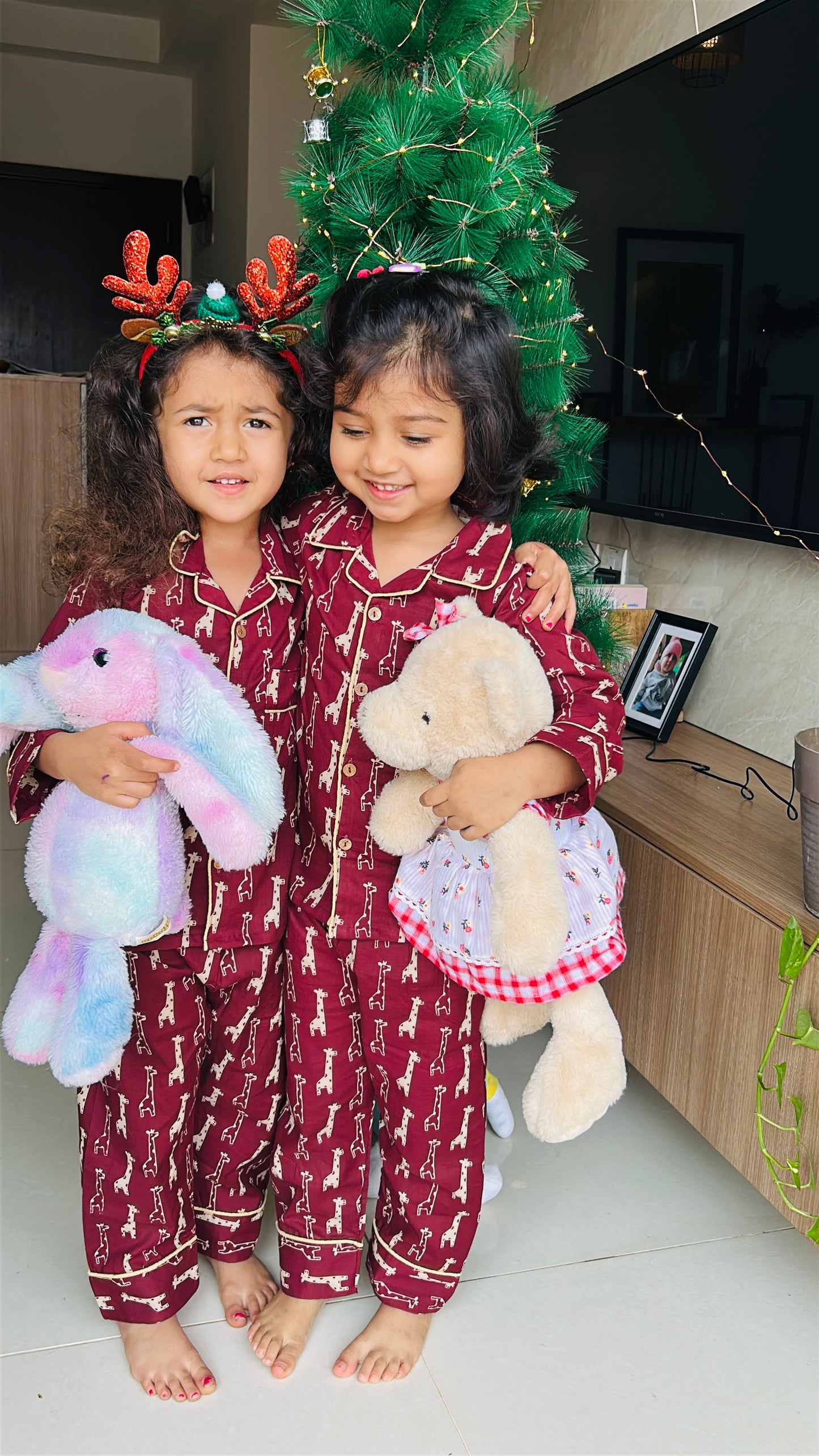 Red Cotton Christmas Pajama set for kids -