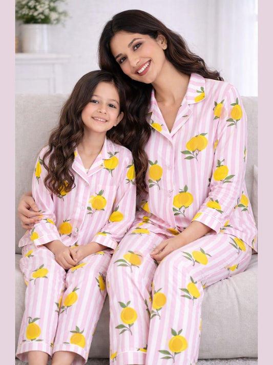 Pink Lemon Bliss Night Suit twinning sets