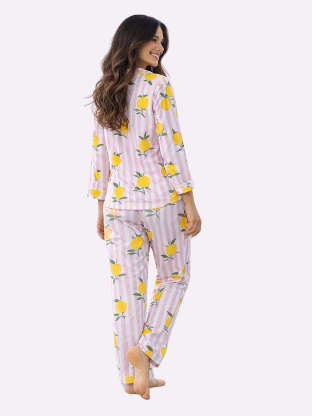 Pink Lemon Bliss Cotton Nightwear for Women – Relaxed Fit Pajama Set