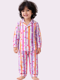 Rainbow Heart Stripe Cotton  twinning sets