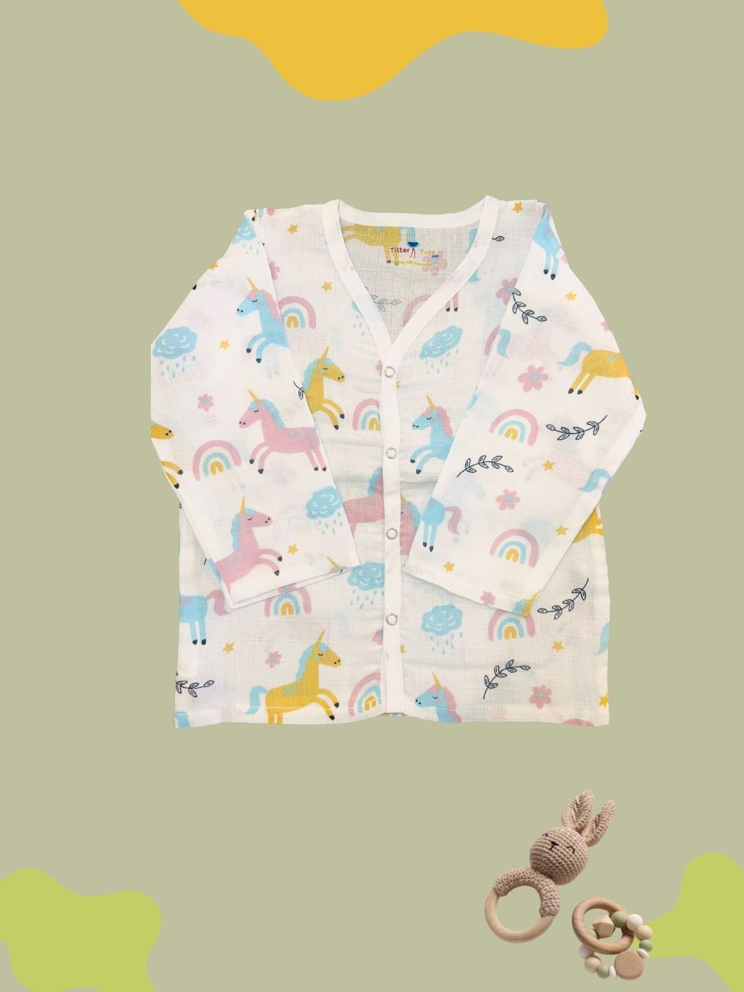 GOTS certified organic Muslin unisex Pajama set for Babies| Unicorn