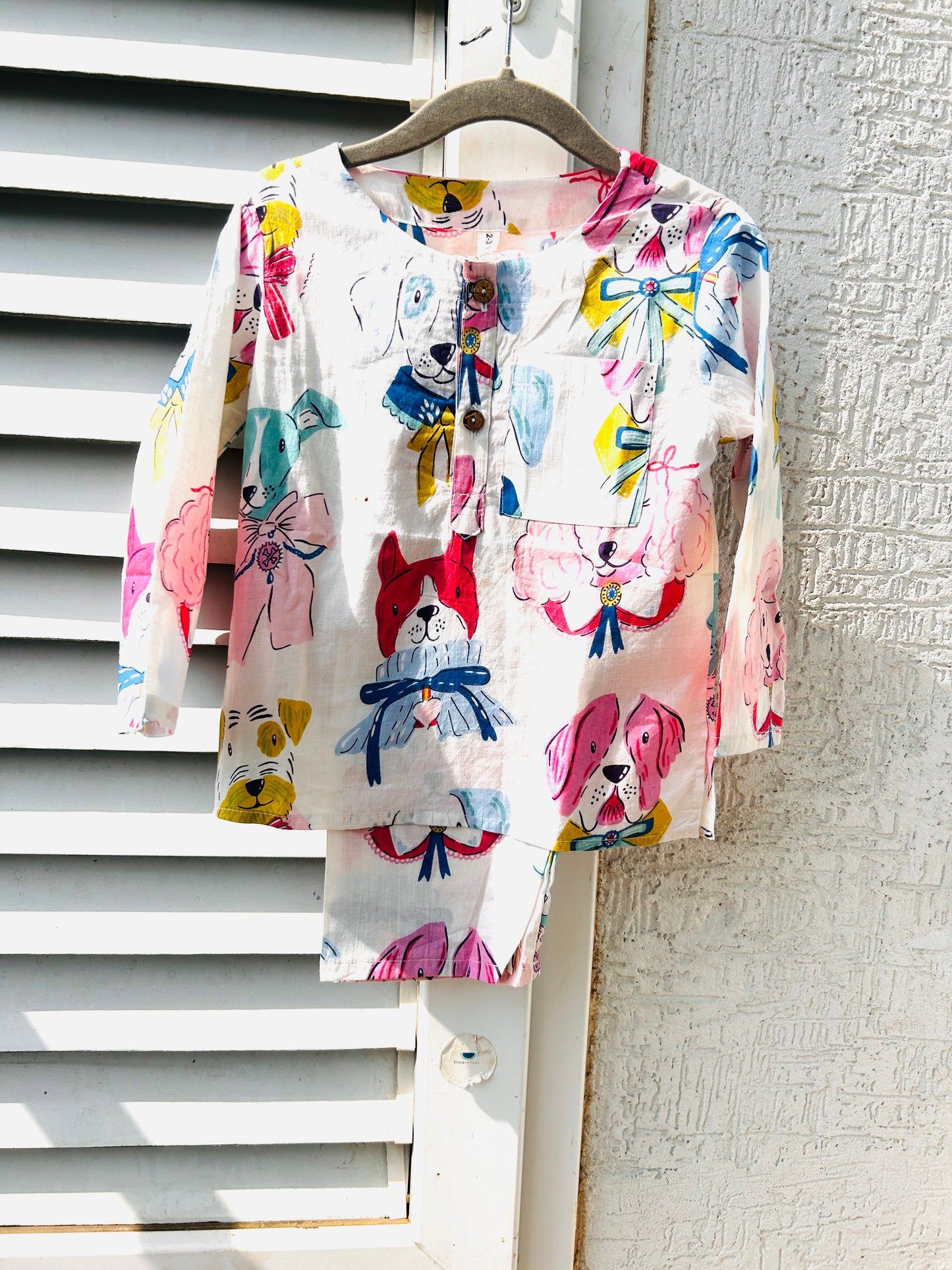 White Paws & Bows Kurta pajama- dog print