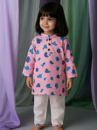 Dream Weaver – Pink Sea Creatures Kurta Pajama | Pure Cotton