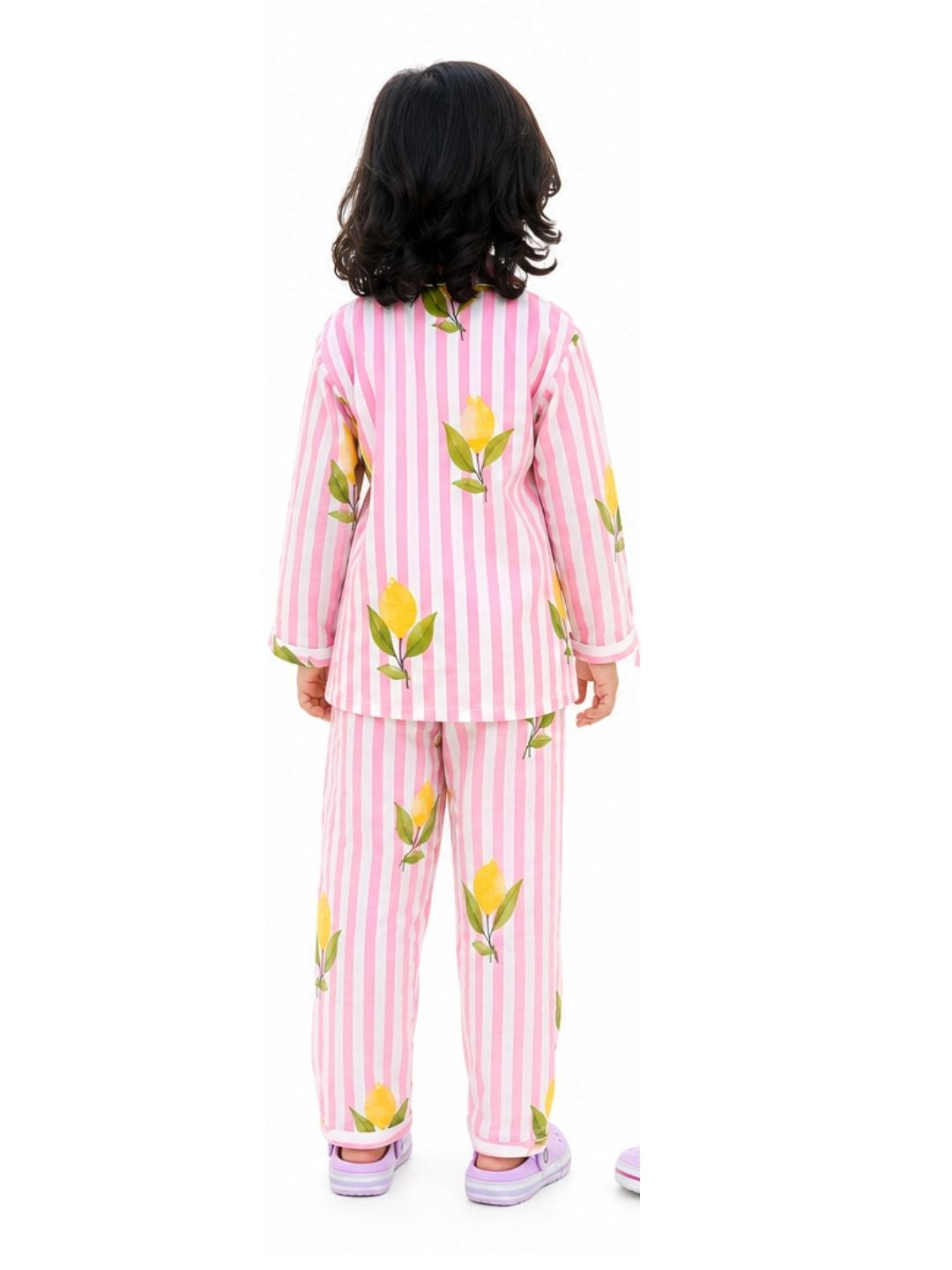 Pink Lemon Stripes Night suit