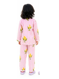 Pink Lemon Stripes Night suit
