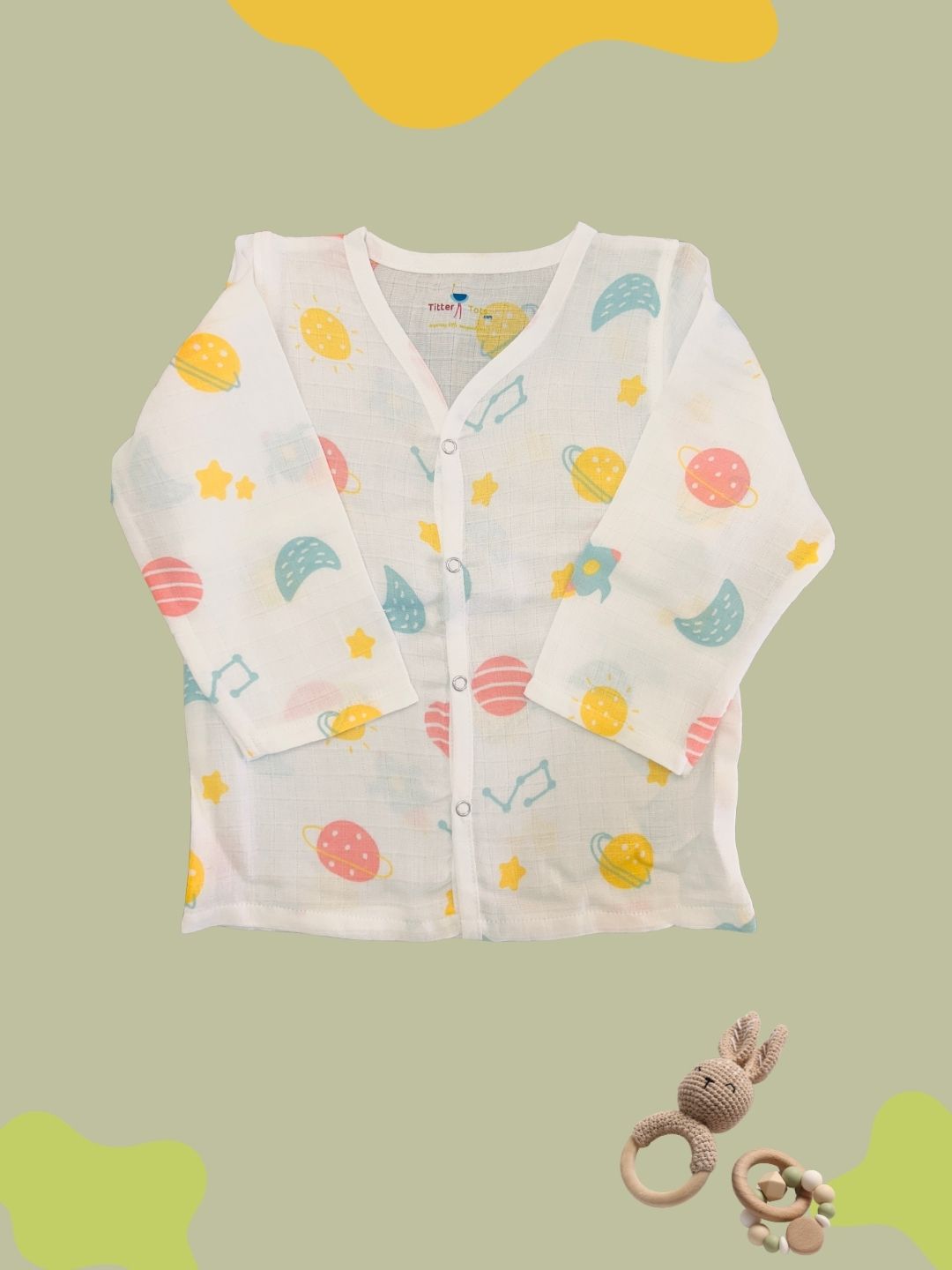 GOTS certified organic Muslin unisex Pajama set for Babies| Planet