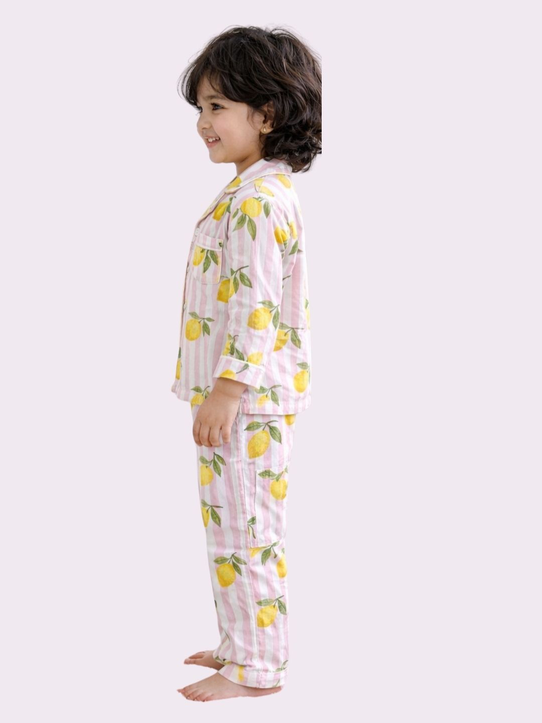 Pink Lemon Stripes Night suit