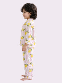 Pink Lemon Stripes Night suit