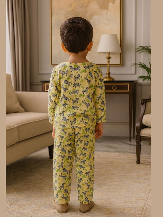 Yellow Zebra print Casual Kurta Pajama