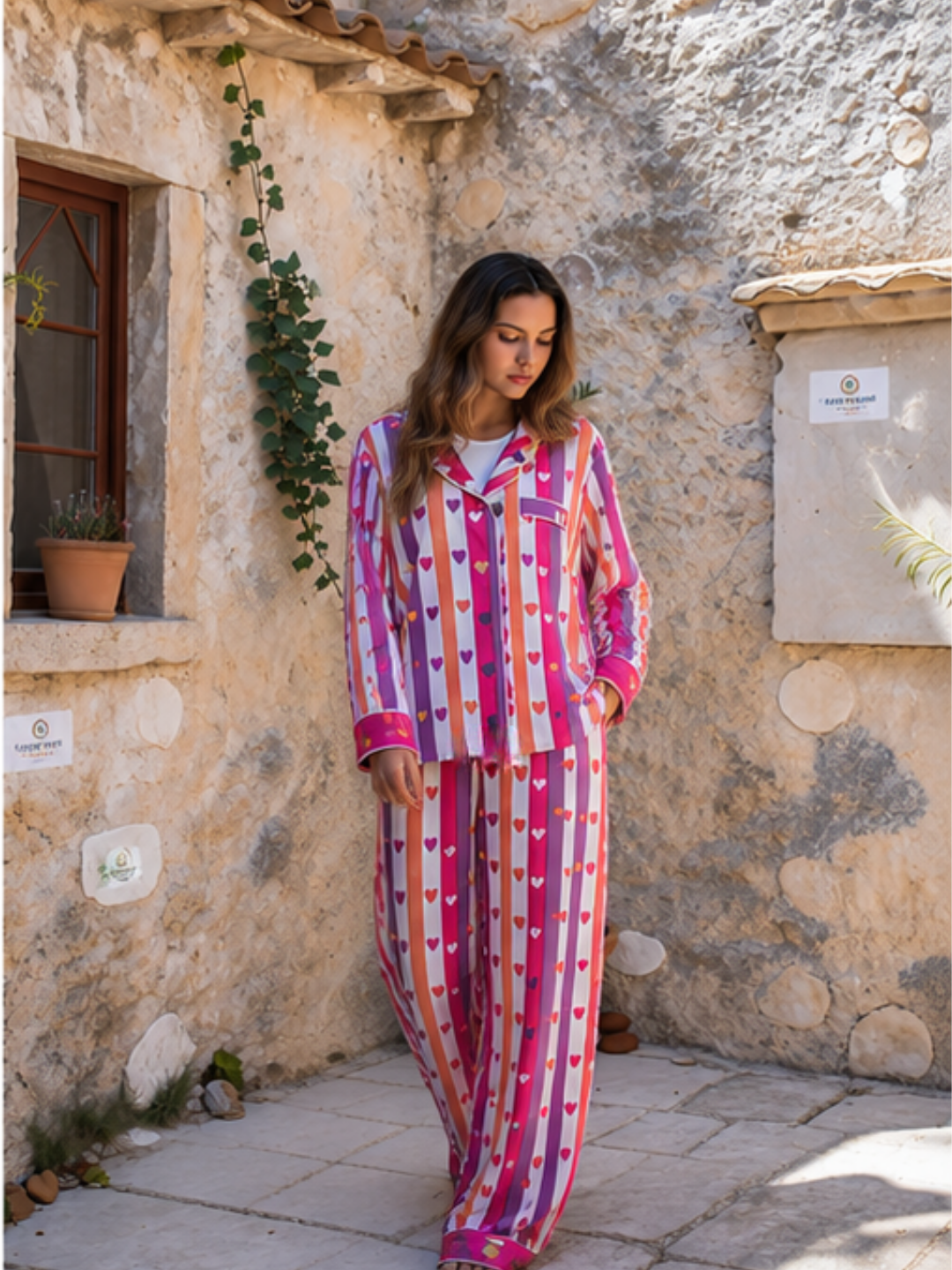 Mullticolor Striped Cotton Nightwear for Women – Relaxed Fit Pajama Set