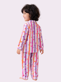 Multicolored stripes heart Night suit