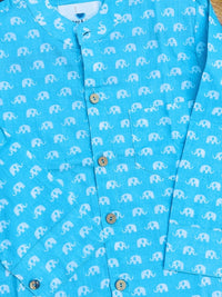 Festive Sky Blue Cotton Shirt (Full Sleeve)