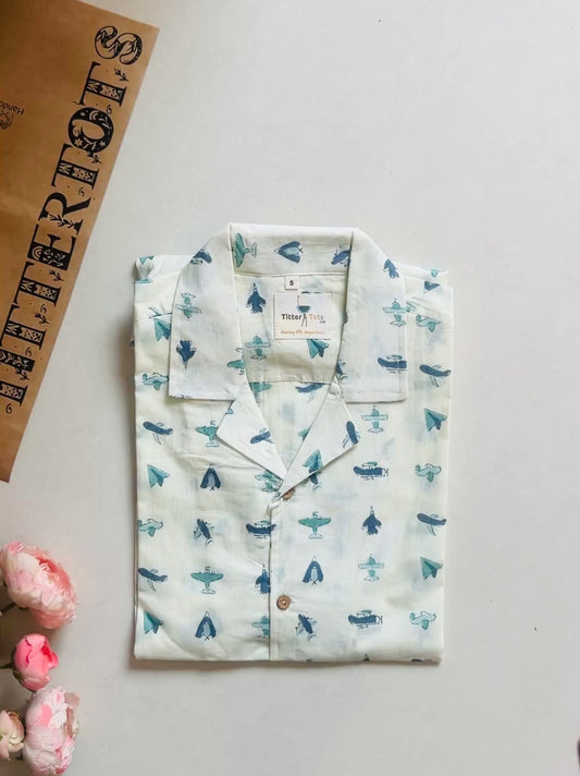 Aeroplane Print Dad and son Twinning Shirts
