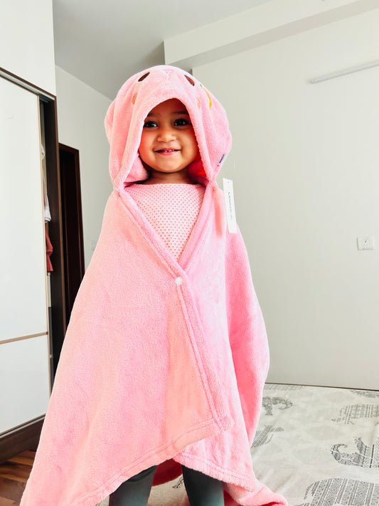 Pink Hooded Baby Microfiber Bath Towel