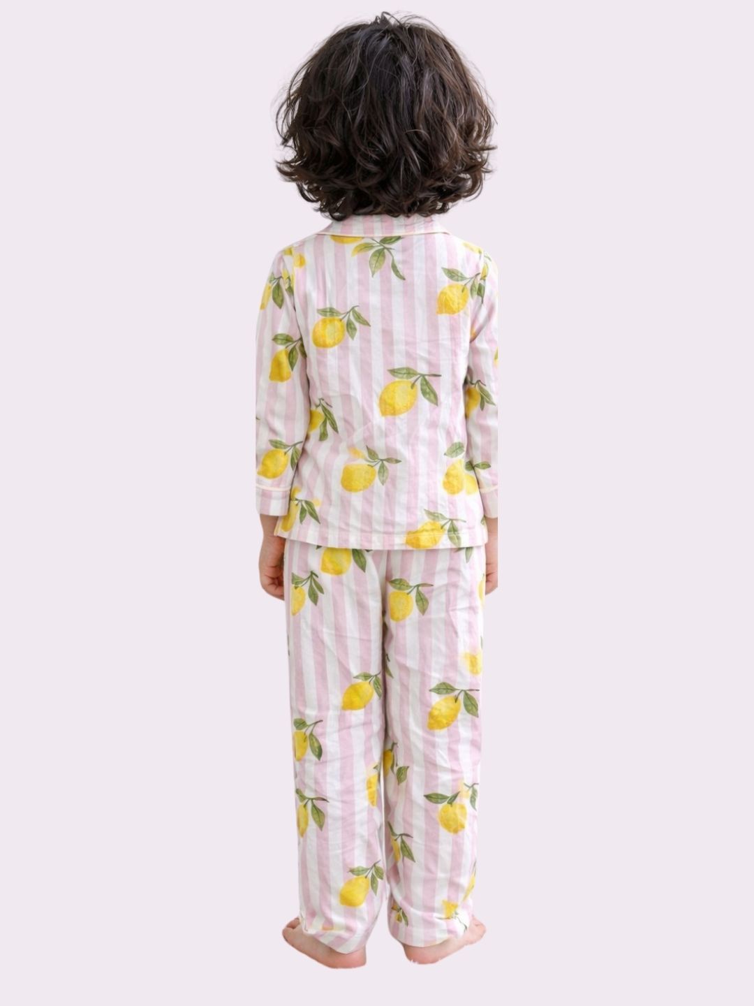 Pink Lemon Stripes Night suit