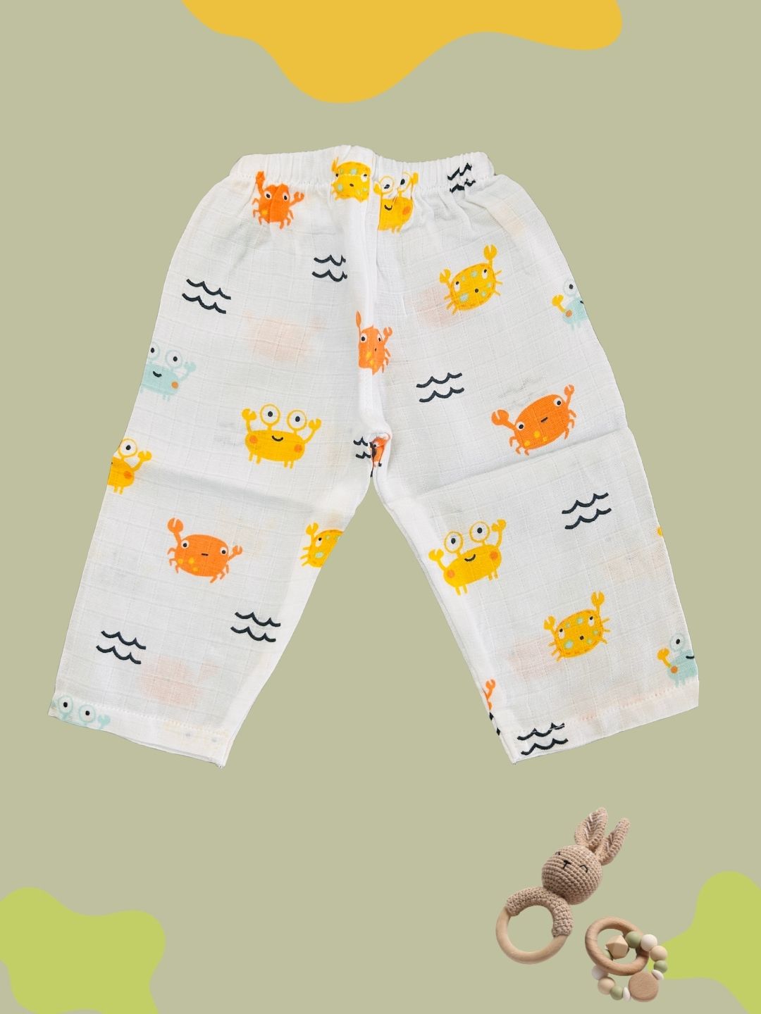 GOTS certified organic Muslin unisex Pajama set for Babies| Crab