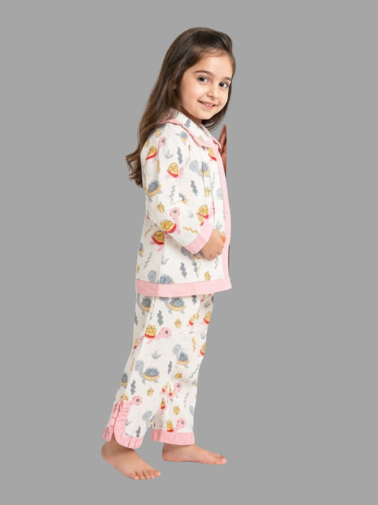 Handcrafted Turtle Pink Animal Print Night Dress